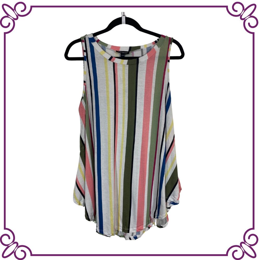 Lane Bryant Sleeveless High Neck Tunic A Line Stripes Top Size 14 / 16